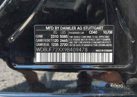 2009 Mercedes-Benz E 550 из США, поврежденный, VIN WDBUF72XX9B409478